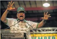  ??  ?? NO REASON TO CELEBRATE: Then outgoing ANC president Jacob Zuma on December 18 2017 as he addresses delegates at the 54th ANC conference