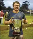  ?? PHOTO: NEV MADSEN ?? Dalby captain Sam Hogarth with the Risdon Cup last year.