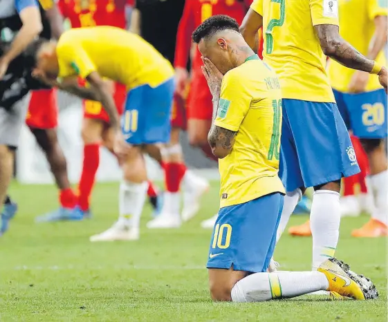  ?? REUTERS ?? Lloró Neymar (foto), lloró Brasil y lloró Sudamérica ayer en el Mundial de Fútbol de Rusia. Eliminados Uruguay y Brasil, el nuevo campeón será un selecciona­do europeo.