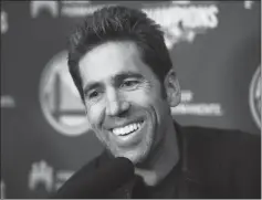  ?? ASSOCIATED PRESS ?? GOLDEN STATE WARRIORS General Manager Bob Myers smiles during a media conference Monday in Oakland, Calif.