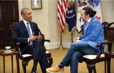  ?? PBS ?? The documentar­y Hamilton’s America, airing Friday on PBS, includes an interview by playwright Lin-Manuel Miranda of President Barack Obama.