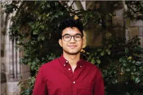  ?? MILA DORJI VIA AP ?? Rhodes Scholar Brian Reyes poses for a photo on Yale’s campus in Nov. 2019, in New Haven, Conn. Reyes, a history major at Yale University from the Bronx, is the son of immigrants from the Dominican Republic.