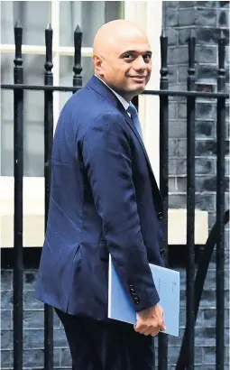  ??  ?? >
Chancellor of the Exchequer Sajid Javid leaves 11 Downing Street