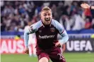  ?? Sport Images/Getty Images ?? Jarrod Bowen finished things off with a fine effort for the third. Photograph: Eurasia