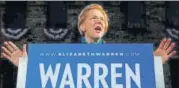  ?? REUTERS ?? Elizabeth Warren speaks at a rally to launch her campaign.
