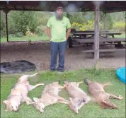  ?? Photo submitted ?? Freddy Fry is shown with his four coyotes.