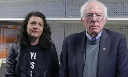  ??  ?? The former governor of Wisconsin tweeted: ‘Anyone notice the backdrop behind Bernie Sanders and Rashida Tlaib looked like the empty shelves of stores in many socialist countries? Irony’ Photograph: The Young Turks