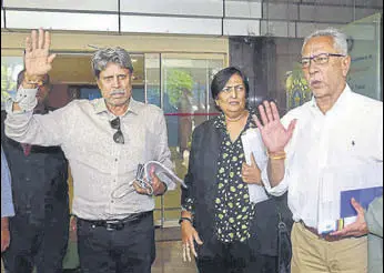  ?? PTI ?? Kapil Dev (from left), Shantha Rangaswamy and Anshuman Gaekwad recently resigned from the BCCI’S Cricket Advisory Committee after allegation­s of conflict of interest were levelled against them.