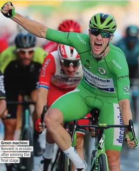  ?? PICTURE: AFP VIA GETTY ?? Green machine: Bennett is ecstatic after winning the final stage