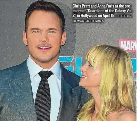  ??  ?? Chris Pratt and Anna Faris at the premiere of “Guardians of the Galaxy Vol. 2” in Hollywood on April 19.
| FREDERIC J. BROWN/ AFP/ GETTY IMAGES