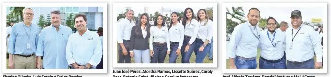  ?? ?? Juan José Pérez, Alondra Ramos, Lissette Suárez, Caroly Rosa, Betania Saint-Hilaire y Carolyn Bencosme.
José Alfredo Tavárez, Donald Ventura y Malui Coste.