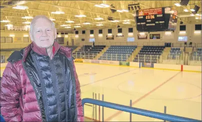  ?? JEREMY FRASER/CAPE BRETON POST ?? Wayne Ryan stands for a picture at the Emera Centre Northside in North Sydney on Wednesday. The Bobby Joe Ryan Memorial Hockey Tournament, an event in memory of Ryan’s son, will take place this weekend at the venue.