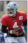  ?? (AP/Michael Owen Baker) ?? The Dallas Cowboys hope that quarterbac­k Dak Prescott can stay healthy this season. Prescott suffered a season-ending ankle injury last season and the Cowboys would go on to miss the playoffs. The Cowboys open the season Thursday night at Tampa Bay.