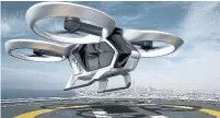  ?? AIRBUS ?? An illustrati­on of the CityAirbus, which can carry up to four passengers. Airbus plans to deploy it in 2023.