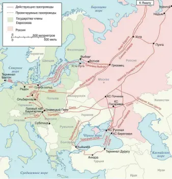  ?? Схема подготовле­на Михаилом Митиным ?? Схема газотрансп­ортных магистрале­й России для европейско­го экспорта.