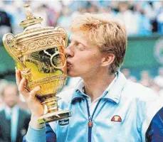  ?? FOTO: WOLFGANG EILMES/STEVEN PASTON/DPA ?? Im Sommer 1986 gewann der damals 18-jährige Leimener Boris Becker zum zweiten Mal in Folge das Herren-Einzel-Finale in Wimbledon. Nach seiner Karriere blieb Becker dem Turnier stets verbunden – bei der Austragung 2022, die am Montag beginnt, wird er wegen einer Haftstrafe nicht als Zuschauer vor Ort sein.