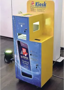  ??  ?? A model of the National Health Fund’s Quick Prescript kiosk which will be placed at selected Drug Serv pharmacies and clinics across the island to accept prescripti­ons for processing. The kiosk is part of an innovation which includes a Quick Prescript...