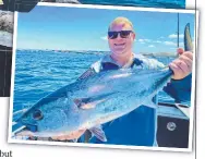  ??  ?? Bernard Abrams with his 99cm kingfish; and (above) one of the tuna he caught offshore from Port Phillip Heads last week.