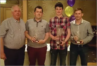  ??  ?? Male player of the year nominees (from left): Jimmy Butler (Chairman), Craig Healy, Patrick O’Regan (winner), Shane Kehoe.