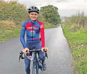  ?? ?? Challenge Cyclist Alex Ball is training for his special fundraisin­g event