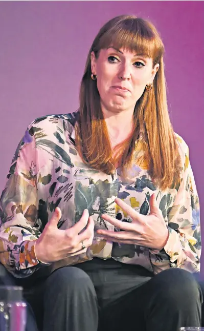  ?? ?? ‘The best start in working life’ Angela Rayner pledged yesterday that Labour would tackle sexual harassment of interns and volunteers, in a speech to the Chartered Management Institute’s women’s conference. She said: “My message to working women is clear... a Labour government will have your back.”