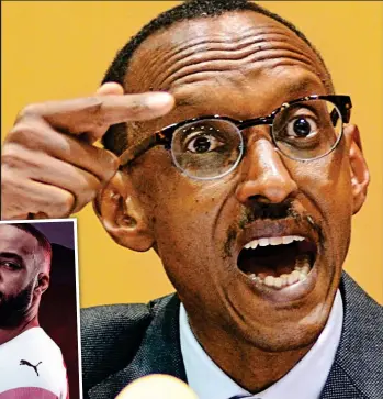  ?? ?? Controvers­y: Rwandan dictator and Arsenal fan Paul Kagame. Left: Alexandre Lacazette in the sponsored kit
