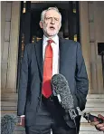  ??  ?? Jeremy Corbyn after Labour’s Clause V manifesto meeting on Saturday