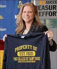  ?? Courtesy of College of Saint Rose athletics ?? Saint Rose athletic director Lori Anctil asks all Golden Knights athletes questions about equity.