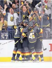  ?? JOHN LOCHER/ASSOCIATED PRESS ?? The Vegas Knights celebrate their Game 1 win over visiting Washington on Monday in the Stanley Cup finals. Both teams expect more focus in Game 2.