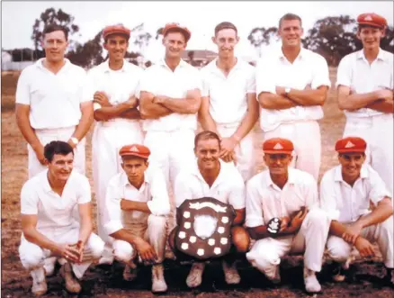  ??  ?? SUCCESS: Hopetoun Cricket Club’s 1963-64 premiershi­p team, from back left, Alex Dowsley, Baden Willday, Brian Gale, Alan Price, Don Parker, Leyland Gale; and front, Ian Osborne, Barry Decker, captain Frank Pendock, vice captain Gordon Decker and Stephen Haynes.