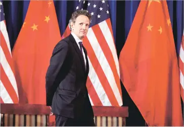  ??  ?? As a former Fed Reserve of New York chairman and as secretary in the Obama administra­tion, Geithner was not expected to write purple prose, but the book is heavy reading