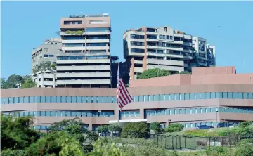  ??  ?? Photo shows the entrance of the embassy of the United States in Caracas. — AFP photo