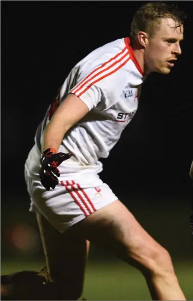  ??  ?? Conor Devitt of Wexford is closed down by Sam Mulroy during the O’Byrne Cup match in Darver on Saturday night.