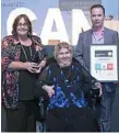  ??  ?? Winner of the Social Inclusion Award is Sharon Boyce (centre) with sponsors Nerida Luck and Gary Bourke.