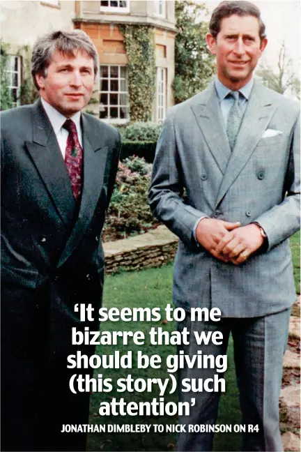  ?? ?? Old pals: Dimbleby with the prince during the 1994 documentar­y in which he admitted adultery