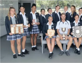  ??  ?? LEFT TO RIGHT: Franki Gush, Tatum Lomax, Shakira January, Jenna Loughor-clarke, Amy Fitzsim Haworth, Tatum Milns, Hannah Loghor-clarke, Natasja Troskie and Olivia Sim SEATED: Jordan We Nicolle Cronje (Captain)