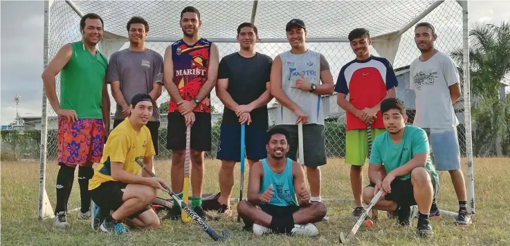  ?? Waisea Nasokia ?? Unitex Garments Nadi hocky team members pose for a group shoot before training on Spetember 12, 2019. Photo: