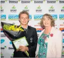  ??  ?? Chris Arbuthnott — Tararua Junior Sportsman of the Year with Tararua Mayor Tracey Collis.