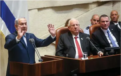  ?? (Marc Israel Sellem/The Jerusalem Post) ?? PRIME MINISTER Benjamin Netanyahu delivers a speech at the Knesset yesterday.