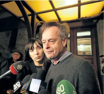  ?? POSTMEDIA NETWORK FILES ?? Marc Emery and his wife Jodie speak to reporters in March. The Emerys have plead guilty to drug-related charges.