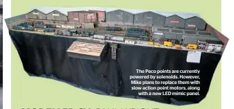  ??  ?? The Peco points are currently powered by solenoids. However, Mike plans to replace them with slow action point motors, along with a new LED mimic panel.