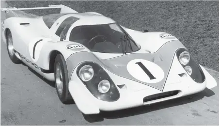  ??  ?? Above left: The first showing of a Gulf-liveried 917 was at a press event at London’s Carlton Tower Hotel in September 1969
Above: The mastermind behind the Gulf Porsches – John Wyer, who had overseen Ford’s successful Le Mans campaign