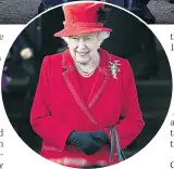  ??  ?? JOLLY The Queen wears red yesterday