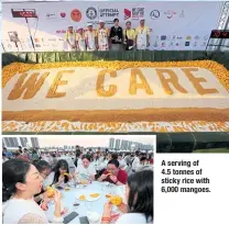  ??  ?? A serving of 4.5 tonnes of sticky rice with 6,000 mangoes.