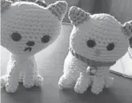  ?? ALISA M. SCHAFER/USA TODAY NETWORK-WISCONSIN ?? I kept these crocheted cats, modeled after the cats we own, on my bedside table where I could see them easily. They made my hospital room feel a little bit like home.