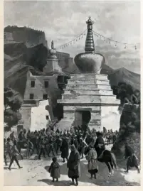  ??  ?? 1904 年，印度总督寇松派陆军上­校荣赫鹏率领3000­人的军队从英国统治下­的印度侵入西藏
