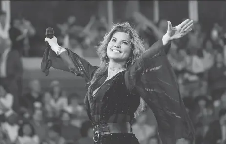  ?? CHARLES SYKES/THE ASSOCIATED PRESS/FILES ?? When Lyme disease robbed her of her singing voice, Shania Twain fought back, eventually regaining the ability to sing. She is now performing on stage and is set to release a new album, Now, which features 16 songs she wrote solo.