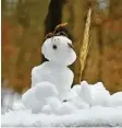  ??  ?? Diesen kleinen, feinen Schneemann hat ein Leser auf dem Holzgeländ­er einer kleinen Brücke im Irseer Staffelwal­d ent‰ deckt.