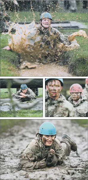  ??  ?? From top, Students from Carr Manor Community School, in Leeds, tackle an assault course at an Army “super camp” at Marine Barracks, Catterick Garrison, in North Yorkshire. The camp day aimed to promote careers in the Armed Forces.