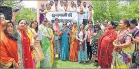  ??  ?? Women protest against Thangazi gang rape in Alwar district.
HT FILE